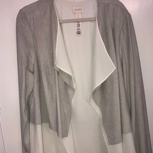 Chico's Faux Swede Double Layered Open Jacket sz:3